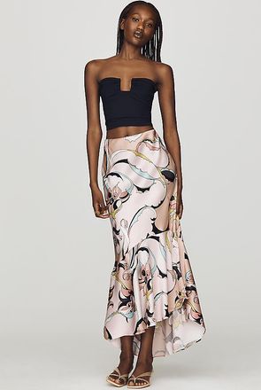 Maeve Bias Cut Satin Midi Skirt