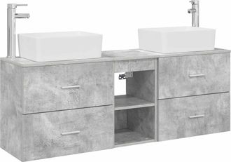 vidaXL Juego De Muebles De Ba&ntilde;o 3 Uds. Gris Hormig&oacute;n 53 X 34,5 X 63 Cm Vidaxl