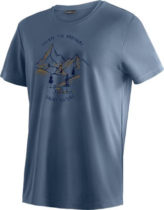 Maier Sports T-Shirt MAIER SPORTS Dieter Print, Herren, Gr. 4XL, blau (jeansblau), 100% Polyester, Rundhals, Shirts T-Shirt, Herren Funktionsshirt, Freizeitshirt m