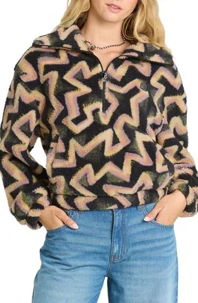 Billabong Barra Half Zip Fleece Pullover in Black Sands at Nordstrom, Size Medium
