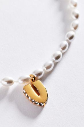 Anthropologie Pearl Initial Necklace