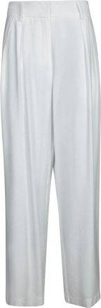 Blanca Vita High-Waisted Geplooide Broek - Dames - Wijde Broeken - Wit - L - Leer - Broeken