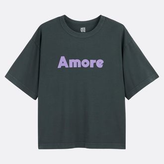 La Redoute Collections T-shirt met tekst, ronde hals en korte mouwen