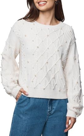 Splendid Demi Pearly Bead Sweater in Pale Oak White Heather at Nordstrom, Size X-Small