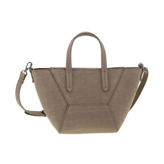 Brunello Cucinelli Brunello Cucinelli, Tote Bags, female, Brown, Size: ONE SIZE Textured Leather Crossbody Tote Bag