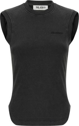 The Attico Black Crew Neck Logo Top