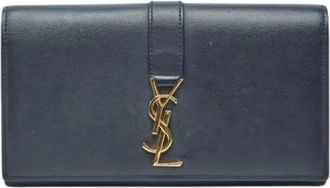 Saint Laurent Pre-owned Wallets, female, Blue, Size: ONE SIZE Pre-owned Leather Wallet