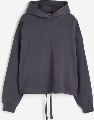 H&M Hoodie mit Kordelzug am Saum - Grau