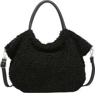 Jen & Co. Womens Zuri Teddy Satchel Bag In Black