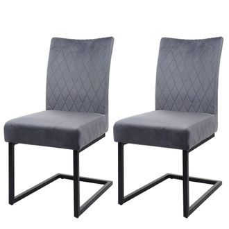 Hhg Hhg - Juego De 2 Sillas Basculantes 109, Silla De Visita Sill&oacute;n De Conferencia, Terciopelo Acero Con Recubrimiento De Polvo, Gris Oscuro