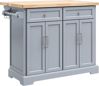 SoBuy SoBuy Carrello Cucina con Ruote, Isola Cucina con Piano di Lavoro Estensibile, 2 Cassetti e Ripiani Regolabili Mobile Salvaspazio per Mobili da