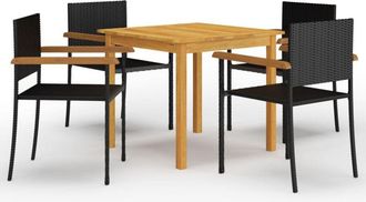 vidaXL 5 Piece Garden Dining Set Black vidaXL