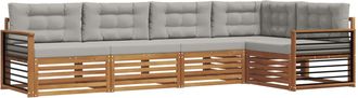 vidaXL Conjunto De Sof&aacute;s De Exterior 5 Uds. Gris Natural Y Claro Vidaxl