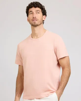 Onia Stretch Linen Crewneck Short Sleeve Tee in Pink Sand at Nordstrom, Size Xx-Large