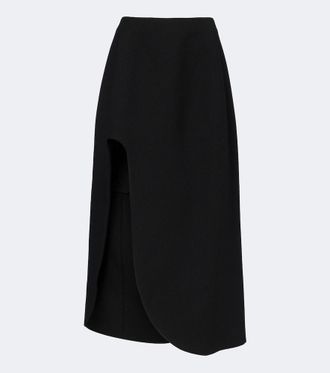 Jil Sander Falda midi asim&eacute;trica de lana virgen