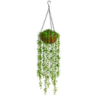 Nearly Natural 3-ft Eucalyptus Artificial Plant in Hanging Basket in Green at Nordstrom