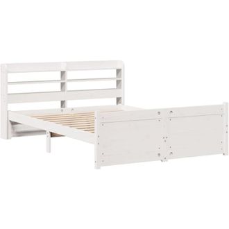 vidaXL Estructura De Cama Con Cabecero Madera De Pino Blanco 150x200cm