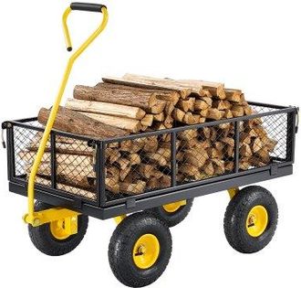 OEM Carrito Resistente De Jard&iacute;n De Acero De 1840 X 560 X 535 Mm Con Neum&aacute;ticos De 10, Laterales De Malla Extra&iacute;bles Y Manija Giratoria De 180&deg;, Capacidad