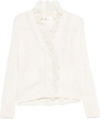 Ermanno Scervino Cardigan con bordo in pizzo - Bianco