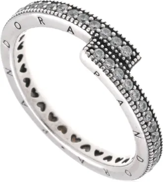 Pandora Sterling Silver Sparkling Overlapping Ring, Size 48