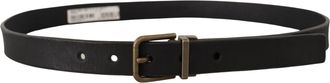 Dolce & Gabbana Mens Black Leather Brass Metal Grain Buckle Classic Belt