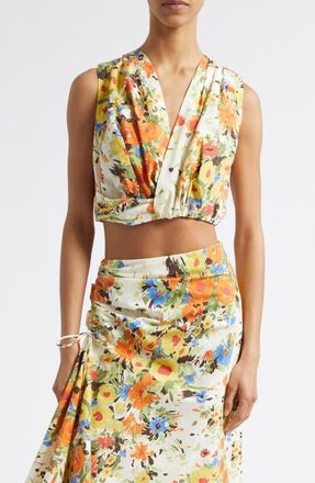 A.L.C. Brooklyn Cotton Top in Butter/poppy Multi at Nordstrom, Size 12