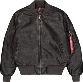 Alpha Industries Alpha Industries Mens MA-1 Faux Leather Vintage Bomber Jacket - Black - Size X-Large