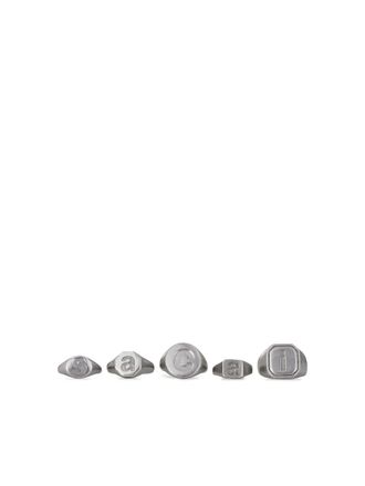 sacai debossed-letter adjustable ring set (set of five) - men - Silver - One Size - Grey