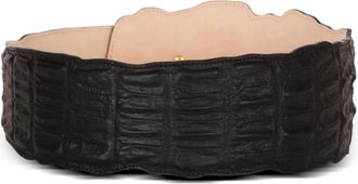 Balmain Brede riem van leer met krokodillenprint - Dames - Riemen - Zwart - 85 CM - Leer - Accessoires