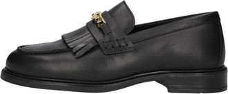 Tommy Hilfiger TH Chain Fringe Leren Loafer - Dames - Schoenen - Zwart - Maat: 36 EU Leer