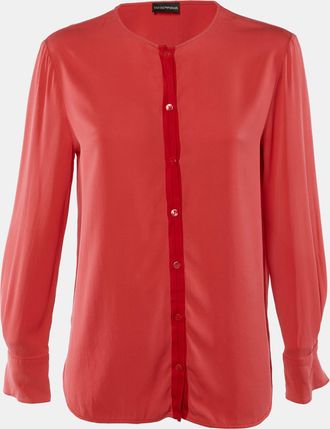 Emporio Armani Coral Red Crepe Button Front Top