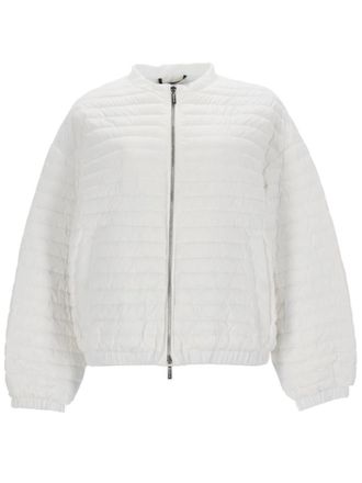 Moorer Beige Quilted Mock Collar Jacket