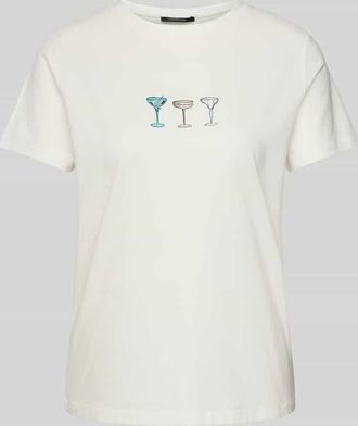 Comma T-Shirt mit Motiv-Print in Offwhite, Größe 38