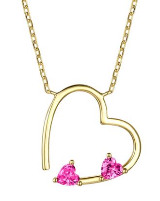 Rachel Glauber 14K Plated Cz Open Heart Necklace