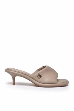 Pinko Leather Mules Sandals - Beige