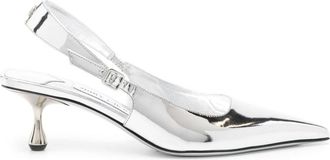 Jimmy Choo London Amel 50mm metallic-leather pumps - women - Rubber/Patent Calf Leather/Calf Leather/Calf Leather - 37,5 - Silver
