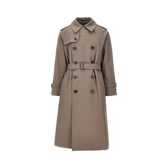 Caruso Cotton double-breasted long trench-coat Man XL