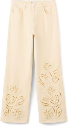 Mango Open Stitch Straight Leg Jeans in Vanilla at Nordstrom, Size 12