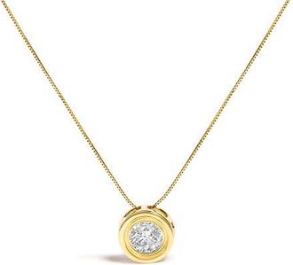 House of Brilliance 14K Yellow Gold 1 3/8 Cttw Bezel Set Round Diamond Solitaire Pendant Necklace at Nordstrom