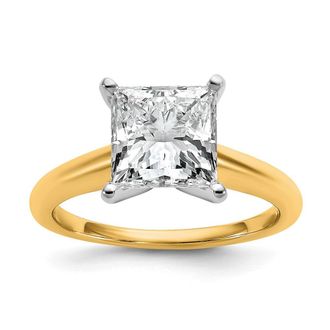 Diamond2Deal 14k Two-tone 3 Ct Princess Lab Grown Diamond Solitare Engagement Ring