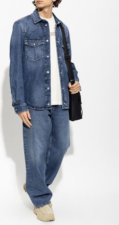 Moncler Denim Shirt, Mens, Navy Blue