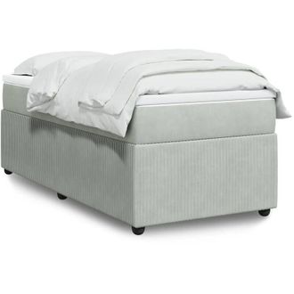 vidaXL Cama Box Spring Con Colch&oacute;n Terciopelo Gris Claro 90x190 Cm Vidaxl