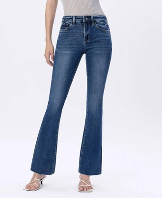 Flying Monkey Mid Rise Slim Boot Cut Jeans In Vigilant