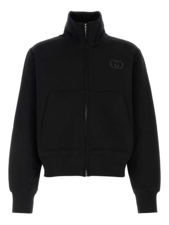 Gucci Interlocking G zip-up cotton sweatshirt - men - Cotton - L - Black