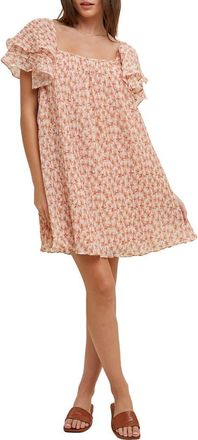 Wishlist Floral Pleated Minidress in Apricot at Nordstrom Rack, Size Medium