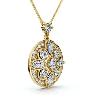 Pompeii3 Vintage Diamond Circle Pendant 14k Gold Lab Grown 18 Necklace EF/VS