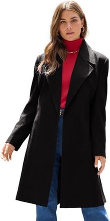 Roaman's Plus Size A Line Belted Wool Blend Coat in Black at Nordstrom, Size 22