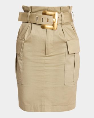 Balmain Belted Cargo Pencil Skirt