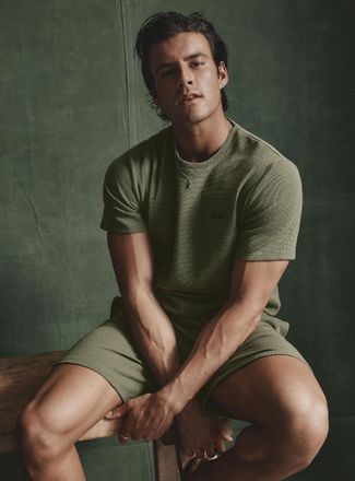 BOSS Mens Embroidered logo waffle T-shirt