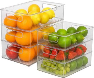 OEM Opbergdoos - Pet Transparante Voedselbak - Stapelbaar - Voor Koelkast En Kast - Set Van 6 Stuks